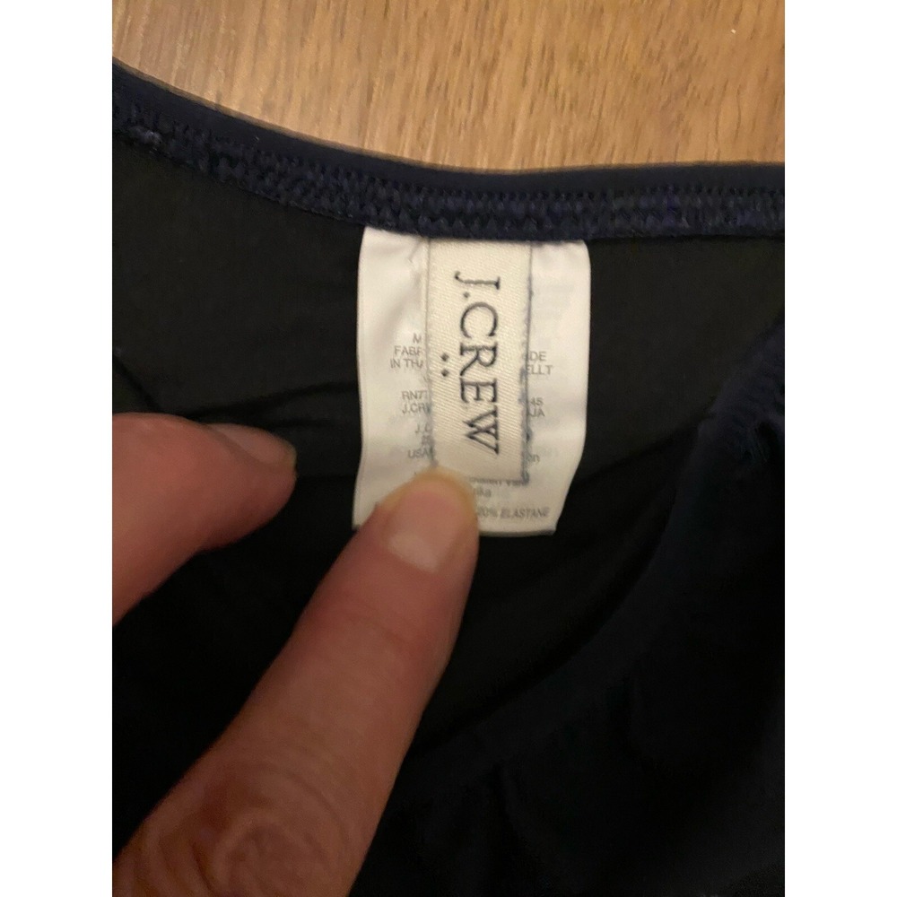 J CREW Navy Blue One Shoulder Ruffle Bikini Top S Ric Rac - Picture 2 of 3